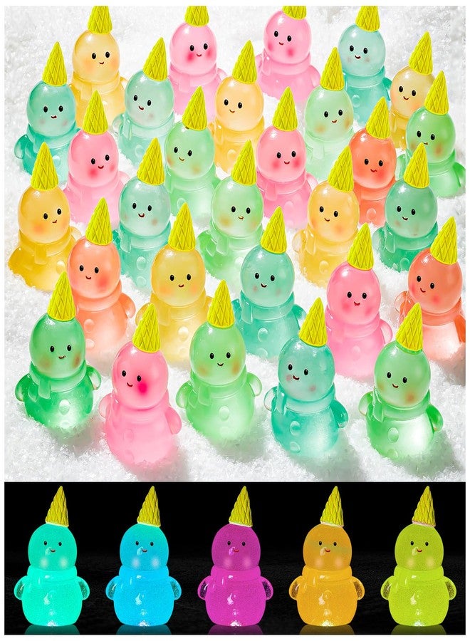 LHSYFBZ 25Pcs Glow in The Dark Miniature Snowman - Mini Resin Snowman for Garden, Aquarium, Dollhouse, Birthday Party, Room Decor - Image 1